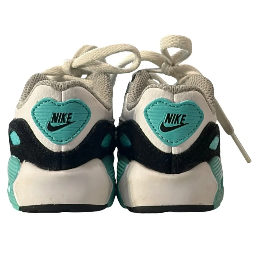 Nike Air Max 90 Toddler 4C White Aurora Green Grey CD6868-102 Sneaker